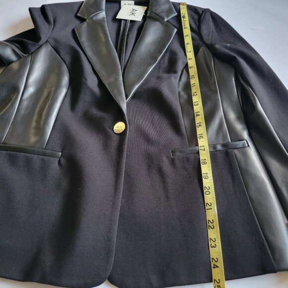 New Anne Klein Black Blazer with Faux Leather Accents. - Picture 3 of 8